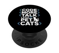 Code More Talk Less Pet Cats Programmer PopSockets Adhesive PopGrip