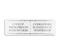 Code Of The Restroom In Front Desk Codigo Para El Baño En El Mostrador Bilingual Business Wall Or Door Sign Room Decor Indoor & Outdoor Signs For Home Office Work 4×16 Inch