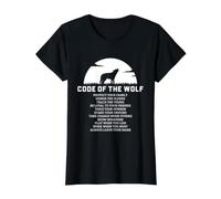 Code of the Wolf Family Loyalty Full Moon Quote Graphic Value Graphic T-Shirt, Women, Black, M