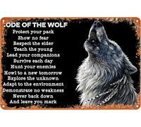 CODE OF THE WOLF Wall Decor Retro Plaque for Home Bar Pub Kitchen Garage Restaurant Signs 12 × 8 Inch