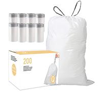 Code Q (200 Count) 13-17 Gallon Heavy Duty Drawstring Plastic Trash Bags Compatible with simplehuman Code Q | 1.2 Mil | White Drawstring Garbage Liners 13-17 Gallon/40-65 Liter