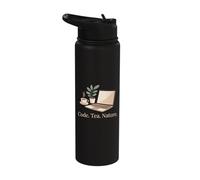 Code Tea Nature Programmer Minimalist Lifestyle Stainless Steel Insulated Water Bottle