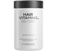 Codeage Hair Vitamins 10000 mcg Biotin, Keratin, Collagen, Vitamin A, B12, C, D3, E, Zinc, Turmeric, Probiotics, Enzymes - Hair Care Support - Healthy Hair Supplement Pills - 120 Capsules