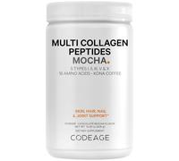 Codeage Multi Collagen Peptides Protein Powder - Chocolate Mocha Instant Coffee - Gourmet Knoa Coffee Drink & Shake - Collagen Type I, II, III, V & X - Grass-Fed, Hydrolyzed, Non-GMO - 14.39oz