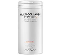 Codeage Multi Collagen Protein Peptides Powder, 5 Types, Grass-Fed, 567g | Hydrolyzed types I, II, III, V & X. Bovine, fish, chicken, eggshell. Grass-fed. Unflavored. Non-GMO.