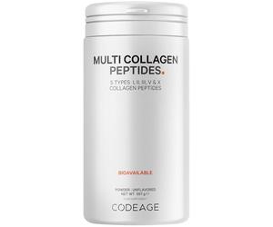 Codeage Multi Collagen Protein Powder Peptides, 2-Month Supply, Hydrolyzed, Type I, II, III, V, X Grass Fed All in One Super Bone Broth Collagen Supplement, Non-GMO, 567 Grams