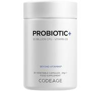 Codeage Probiotic+ 50 Billion CFU Supplement - 12-Strain Probiotic Blend, Prebiotic Fiber, Vitamin D3, Zinc Bisglycinate, Quercetin - for Men & Women - Non-GMO- 30 Capsules