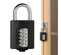 Coded Lock, Digital, Waterproof, Black Portable Tool Padlock, Padlock for Hasp Lock, for School Gym D and 4-Digit Code, The Combination Lock for SpindSport