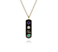 Coded Whispers Black Enamel 'Love' Acrostic Gemstone Pendant