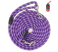 Codepets Long Rope Dog Leash for Dog Training 12FT 20FT 30FT 50FT, Reflective Threads Dog Cat Leashes Tie-Out Check Cord Recall Training Agility Lead for Large Medium Small Dogs (Purple, 10mm*12ft,)