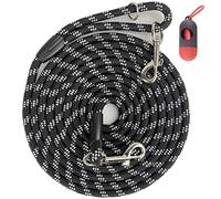 Codepets Long Rope Dog Leash for Dog Training 12FT 20FT 30FT 50FT, Reflective Threads Dog Cat Leashes Tie-Out Check Cord Recall Training Agility Lead for Large Medium Small Dogs (Black, 10mm*20ft)