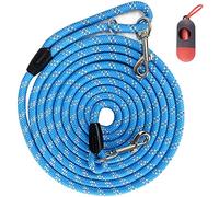 Codepets Long Rope Dog Leash for Dog Training 12FT 20FT 30FT 50FT, Reflective Threads Dog Cat Leashes Tie-Out Check Cord Recall Training Agility Lead for Large Medium Small Dogs (Blue, 10mm*50ft)