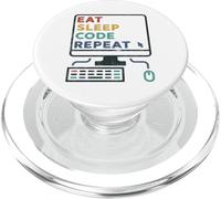 Coder - Eat Sleep Code Repeat Programming Coding Geek Funny PopSockets PopGrip for MagSafe