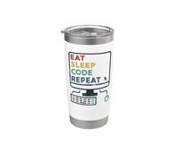 Coder - Eat Sleep Code Repeat Programming Coding G unny Stainless Steel Insulated Tumbler
