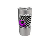 Coder Hello World Goodbye Sleep Computer Science Retro Stainless Steel Insulated Tumbler