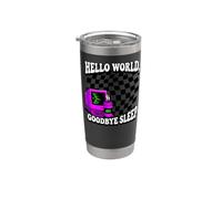 Coder Hello World Goodbye Sleep Computer Science Retro Stainless Steel Insulated Tumbler