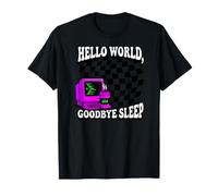 Coder Hello World Goodbye Sleep Computer Science Retro T-Shirt