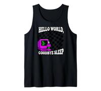 Coder Hello World Goodbye Sleep Computer Science Retro Tank Top