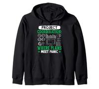 Coder PROJECT COORDINATION WHERE PLANS MEET PANIC Computer Zip Hoodie
