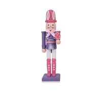 Codesteel 7 Inch Easter Bunny Nutcracker Decoration, Wooden Rabbit Soldier Figure for Spring Holiday Tabletop Display (Purple)