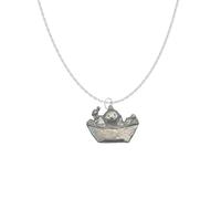 codeZ24 Baby in the bath English Pewter Pendant Necklace, Silver Platinum Plated Chain, 18 Inch, Handmade