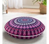 Codi 32 Inch Round Floor Pillow, Large Meditation Pouf Cushion , Memory Foam Stuffer Circle Throw Pillows - Purple Orchid