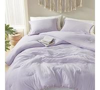 Codi Lavender Purple Boho King Bedding Set, Aesthetic Luxurious Pom Fringe Design Comforter, Cute Soft Washed Microfiber Bed Sets, Lightweight Chic 3pcs,1 Comforter & 2 Pillowcases (104x90 Inches)
