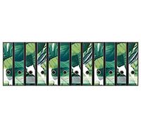 codiarts. Folder Spine Label Set for 12 Wide Folders, Premium Print, Floral Green Leaves, 6 x 30 cm, 12 Pieces
