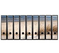 codiarts. Self-Adhesive Folder Spine, Label Set for 9 Wide Folders, Punched with Finger Hole, Spine Label Wide, Dune Beach & Sea
