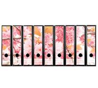 codiarts. Self-Adhesive Folder Spine, Label Set for 9 Wide folders, Punched with Finger Hole, Wide Spine Label, Delicate Pink Blossoms, Cherry Blossoms