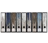 codiarts. Self-Adhesive Folder Spine, Label Set for 9 Wide Folders, Punched with Finger Hole, Wide Spine Label, Vintage Motif, Old Maritime Wood Planks, Vintage