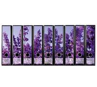 codiarts.® Set of 9 self-Adhesive File Labels for Wide Files, Motif: Purple Lavender