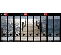 codiarts.® Set of 9 self-Adhesive File Labels for Wide Files, Motif: Sunny pier by The sea