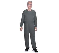 Codida Adaptive Men's Security Back-Zip Jumpsuit - Easy Care Romper for Elderly & Limited Mobility, Dark Gray, M