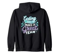 Coding and I Make a Great Team Funny Geek Gamer Tech Design Zip Hoodie