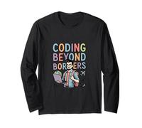 Coding Beyond Borders Remote Developer Travel Design Long Sleeve T-Shirt