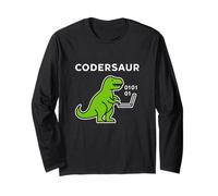 Coding Dinosaur Funny Codersaur Binary Laptop Geek Long Sleeve T-Shirt