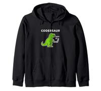 Coding Dinosaur Funny Codersaur Binary Laptop Geek Zip Hoodie