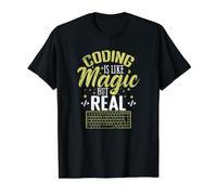 Coding is Like Magic but Real Value Graphic T-Shirt, Men, Black, XL