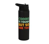 Coding is Though Funny Computer Science Teacher Stainless Steel Insulated Water Bottle