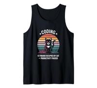 Coding Keyboard Occupied by Cat Tank Top