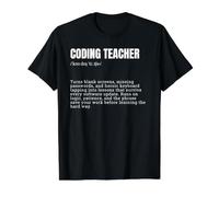 Coding Teacher Definition Funny Programmer Instructor Value Graphic T-Shirt, Men, Black, S