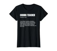 Coding Teacher Definition Funny Programmer Instructor Value Graphic T-Shirt, Women, Black, L