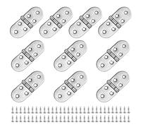 CODIRATO 10 PCS Flip Hinges Round Edge 270 Degree Folding Flip Top Hinge Stainless Steel Hinge with 60 Screws Tray Backflap Hinges Marine Boat Door Hinge for Folding Table Cabinet Wardrobe Doors