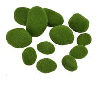 CODIRATO 12 PCS Artificial Moss Rocks Decorative Green Moss Balls 3 Size Fake Moss Decor Faux Stones for Floral Arrangements, Fairy Gardens, Terrariums and Crafting (Green)