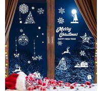 CODIRATO 192 PCS Christmas Window Stickers - Double Sided, Reusable PVC Snowflake Window Decals for Xmas