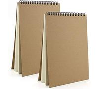 CODIRATO 2 PCS A4 Sketchbooks Kraft Notebooks 160GSM Blank Page Scrap Book Spiral Sketch Book Bound Hardback Sketch Drawing Pad Art Book for Adults & Kids for Pencil Watercolor Pen