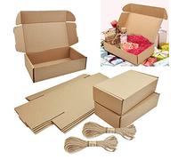 CODIRATO 20 PCS Brown Kraft Gift Boxes with Lids, 20 x 11 x 5cm, Foldable Cardboard Present Boxes,Rectangle Presentation Favour Present Box for Parties, Weddings, Birthdays, Holidays,with 2 Hemp Ropes