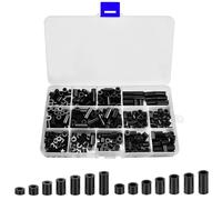 CODIRATO 360 PCS ABS Round Spacers Washers Assortment Kit, M3 M4 Nylon Non-Threaded Column Standoff Support, Insulation Column Standoff Spacer, Plastic Spacers with Storage Box for Screw Tube Washer