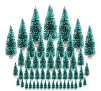 CODIRATO 48 PCS Mini Sisal Christmas Trees Bottle Brush Trees Miniature Christmas Tree Artificial Snow Frost Trees Pine Trees Tabletop Trees for Miniature Scenes Xmas Party Home Decoration (6 Size)